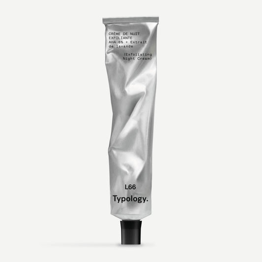 Crème de Nuit Exfoliante L66
AHA 6 % + Extrait de lavande